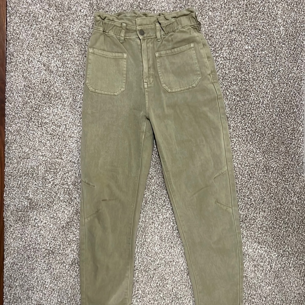 bohme Olive Green Paperbag Waist Pants